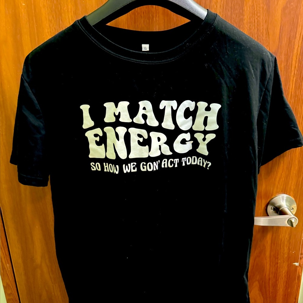 Black Graphic T-Shirt with Bold Text